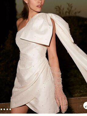 Sachin & Babi Pippa One-Shoulder Pearl-Embellished Mini Dress